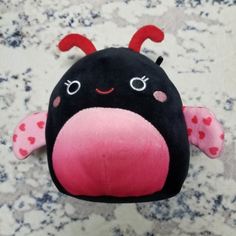 Squishmallow 5 Inch Black And Pink Ladee The Ladybug  Excellent Used Condition